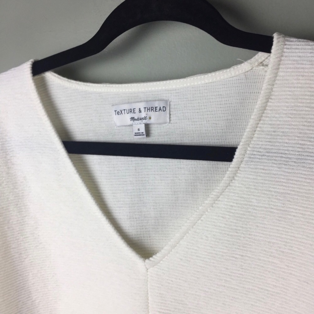 Madewell Texture & Thread Jacquard Tie Front Long Sleeve Cream Top Size Small - Picture 5 of 10